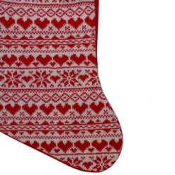 Northlight 19" Red & White Hearts With Snowflakes Knit Christmas Stocking Faux Fur Cuff 10 Northlight 19" Red & White Hearts With Snowflakes Knit Christmas Stocking Faux Fur Cuff -Northlight D676354S 3