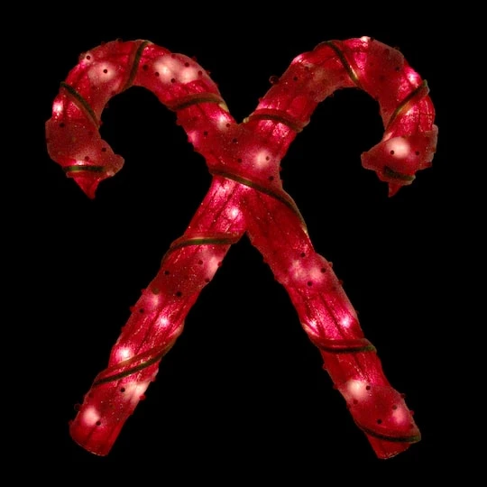 Northlight 26" Red & White Lighted Sisal Double Candy Cane Outdoor Christmas Décor 5 Northlight 26" Red & White Lighted Sisal Double Candy Cane Outdoor Christmas Décor - Image 3