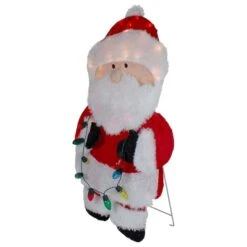 Northlight 32" Lighted Chenille Santa With Lights Outdoor Christmas Décor 11 Northlight 32" Lighted Chenille Santa With Lights Outdoor Christmas Décor -Northlight D676386S 3