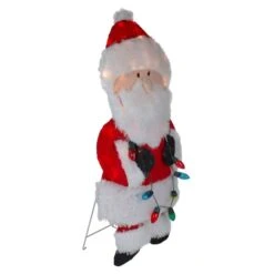 Northlight 32" Lighted Chenille Santa With Lights Outdoor Christmas Décor 12 Northlight 32" Lighted Chenille Santa With Lights Outdoor Christmas Décor -Northlight D676386S 4