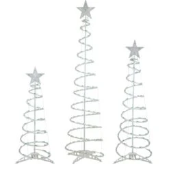 Northlight Green Lighted Spiral Christmas Trees Set