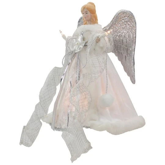 Northlight 12" Lighted Silver & White Angel With Wings Christmas Tree Topper, Clear Lights 7 Northlight 12" Lighted Silver & White Angel With Wings Christmas Tree Topper, Clear Lights - Image 5