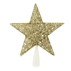 Northlight 10" LED Lighted Gold Glittered Star Christmas Tree Topper, Warm White Lights