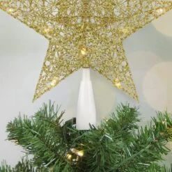 Northlight 10" LED Lighted Gold Glittered Star Christmas Tree Topper, Warm White Lights 9 Northlight 10" LED Lighted Gold Glittered Star Christmas Tree Topper, Warm White Lights -Northlight D676419S 3