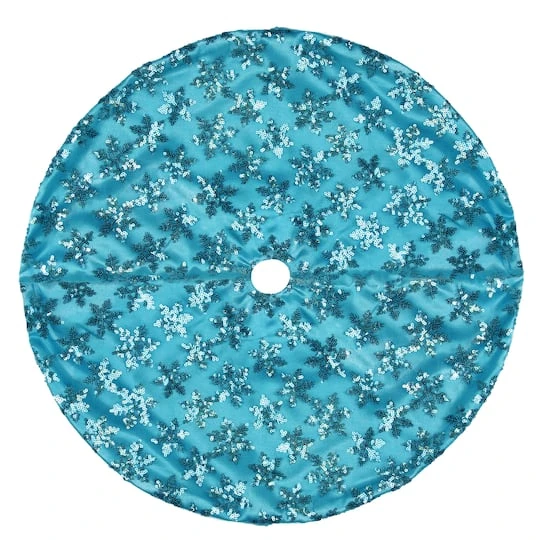 Northlight 20" Blue Sequin Snowflake Pattern Mini Christmas Tree Skirt 4 Northlight 20" Blue Sequin Snowflake Pattern Mini Christmas Tree Skirt - Image 2