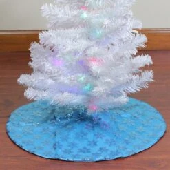 Northlight 20" Blue Sequin Snowflake Pattern Mini Christmas Tree Skirt 8 Northlight 20" Blue Sequin Snowflake Pattern Mini Christmas Tree Skirt -Northlight D676425S 2