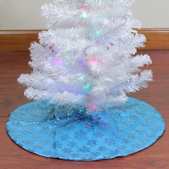 Northlight 20" Blue Sequin Snowflake Pattern Mini Christmas Tree Skirt 5 Northlight 20" Blue Sequin Snowflake Pattern Mini Christmas Tree Skirt - Image 3