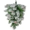 Northlight 22" Unlit Snowy Flocked Angel Pine With Pine Cones Christmas Teardrop Swag