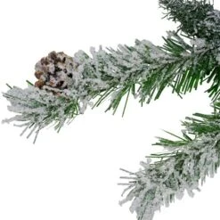 Northlight 22" Unlit Snowy Flocked Angel Pine With Pine Cones Christmas Teardrop Swag -Northlight D676430S 2