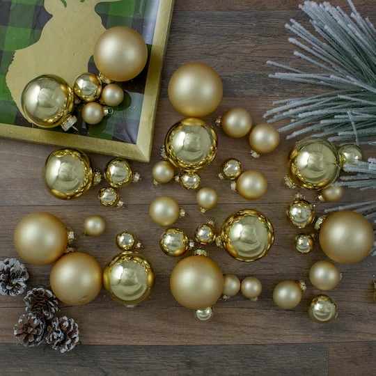 Northlight 40ct. 2.5" Gold Glass 2-Finish Christmas Ball Ornaments 5 Northlight 40ct. 2.5" Gold Glass 2-Finish Christmas Ball Ornaments - Image 3