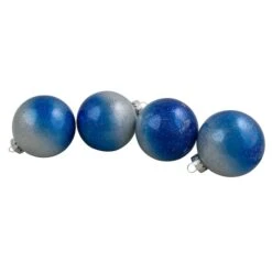 Northlight 4ct. 2.75" Blue & Silver Glittered Glass Christmas Ornament Ball Set