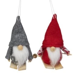 Northlight 4" Gray & Red Skiing Santa Gnome Christmas Ornament Set 8 Northlight 4" Gray & Red Skiing Santa Gnome Christmas Ornament Set -Northlight D676475S 1 1