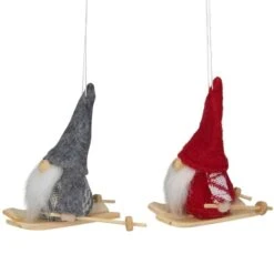 Northlight 4" Gray & Red Skiing Santa Gnome Christmas Ornament Set 9 Northlight 4" Gray & Red Skiing Santa Gnome Christmas Ornament Set -Northlight D676475S 2
