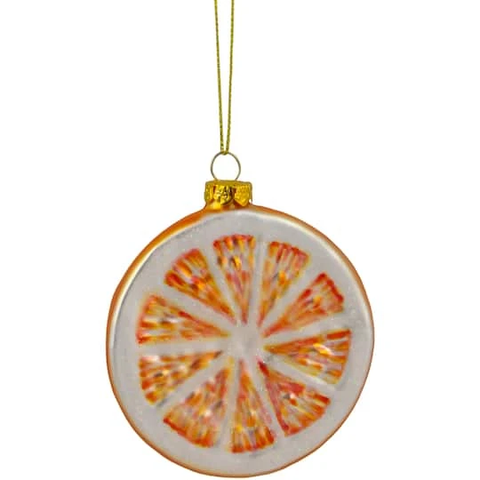 Northlight 3.5" Glittered Orange Slice Glass Ornament 3 Northlight 3.5" Glittered Orange Slice Glass Ornament