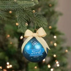 Northlight 3" Matte Blue Ford The Universal Car With Beige Ribbon Glass Ball Ornament 9 Northlight 3" Matte Blue Ford The Universal Car With Beige Ribbon Glass Ball Ornament -Northlight D676497S 2