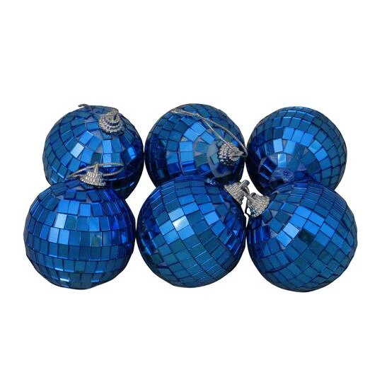 Northlight 6ct. 2" Lavish Blue Mirrored Glass Disco Ball Christmas Ornaments 4 Northlight 6ct. 2" Lavish Blue Mirrored Glass Disco Ball Christmas Ornaments - Image 2