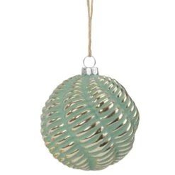 Northlight 4" Green And Gold Glass Ball Christmas Ornament