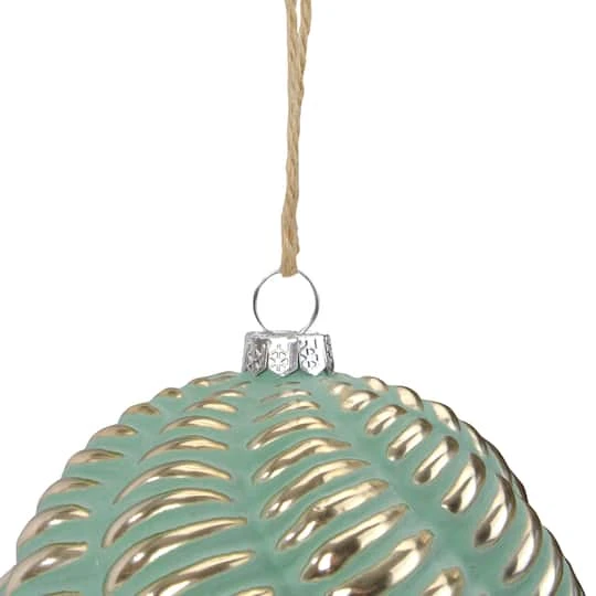 Northlight 4" Green And Gold Glass Ball Christmas Ornament 5 Northlight 4" Green And Gold Glass Ball Christmas Ornament - Image 3