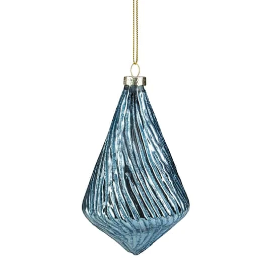 Northlight 4.75" Blue Glitter Swirl Glass Christmas Pendant Ornament 3 Northlight 4.75" Blue Glitter Swirl Glass Christmas Pendant Ornament