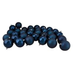 Northlight 32ct. 3.25" 2-Finish Sapphire Blue Shatterproof Ball Ornaments