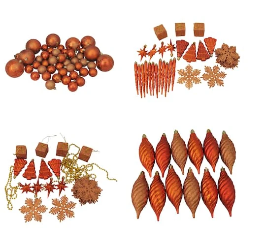 Northlight 125ct. 4-Finish Burnt Orange Shatterproof Ornaments 4 Northlight 125ct. 4-Finish Burnt Orange Shatterproof Ornaments - Image 2