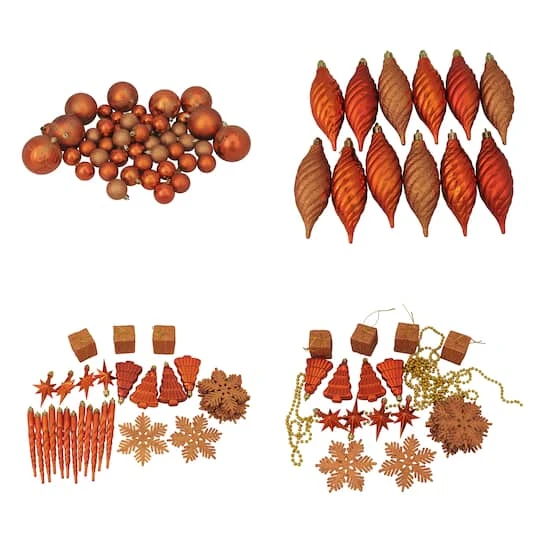 Northlight 125ct. 4-Finish Burnt Orange Shatterproof Ornaments 8 Northlight 125ct. 4-Finish Burnt Orange Shatterproof Ornaments - Image 6