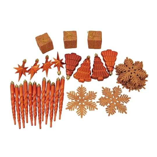 Northlight 125ct. 4-Finish Burnt Orange Shatterproof Ornaments 6 Northlight 125ct. 4-Finish Burnt Orange Shatterproof Ornaments - Image 4