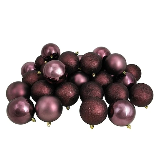 Northlight 32ct. 3.25" 4-Finish Mulberry Shatterproof Ball Ornaments 3 Northlight 32ct. 3.25" 4-Finish Mulberry Shatterproof Ball Ornaments