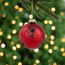 Northlight 4" Red & Brown Beaded Bursting Snowflake Glass Ball Ornament -Northlight D676563S 12