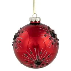 Northlight 4" Red & Brown Beaded Bursting Snowflake Glass Ball Ornament -Northlight D676563S 13