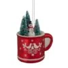 Northlight 4.25" Christmas Trees & Snowman In A Cup Glass Ornament -Northlight D676569S 1