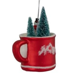 Northlight 4.25" Christmas Trees & Snowman In A Cup Glass Ornament -Northlight D676569S 16