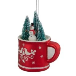 Northlight 4.25" Christmas Trees & Snowman In A Cup Glass Ornament -Northlight D676569S 2