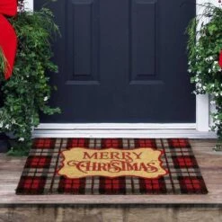 Northlight Red & Black Plaid "Merry Christmas" Rectangular Doormat -Northlight D676581S 2