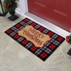 Northlight Red & Black Plaid "Merry Christmas" Rectangular Doormat -Northlight D676581S 3