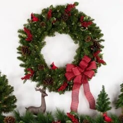 Northlight 30" Pre-Lit Canadian Pine Artificial Christmas Wreath -Northlight D676593S 13