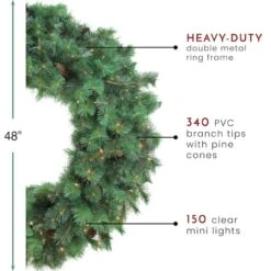 Northlight 48" Pre-Lit Royal Oregon Pine Artificial Christmas Wreath 16 Northlight 48" Pre-Lit Royal Oregon Pine Artificial Christmas Wreath -Northlight D676596S 3