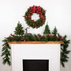Northlight 24" Pre-Lit Canadian Pine Artificial Christmas Wreath -Northlight D676603S 12