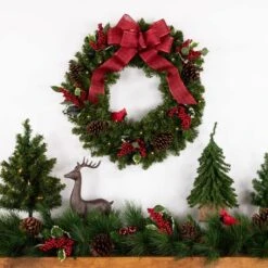 Northlight 24" Pre-Lit Canadian Pine Artificial Christmas Wreath -Northlight D676603S 13