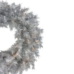 Northlight 24" Pre-Lit Silver Tinsel Artificial Christmas Wreath -Northlight D676607S 3