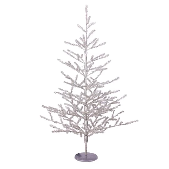 Northlight 3ft. Pre-Lit Silver Tinsel Twig Artificial Christmas Tree, Warm White LED Lights 3 Northlight 3ft. Pre-Lit Silver Tinsel Twig Artificial Christmas Tree, Warm White LED Lights