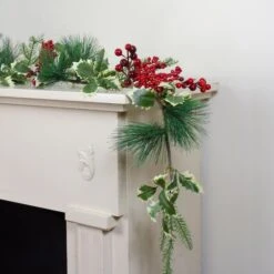 Northlight 5ft. Holly & Pine Springs Christmas Garland -Northlight D676708S 2