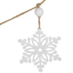 Northlight 4.75ft. Snowflake & Frosted Pine With Wooden Beads Christmas Garland -Northlight D676709S 15