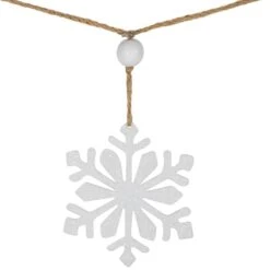 Northlight 4.75ft. Snowflake & Frosted Pine With Wooden Beads Christmas Garland -Northlight D676709S 16