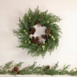 Northlight 5ft. Pine & Blueberry With Pinecones Christmas Garland -Northlight D676710S 2