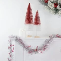 Northlight 50ft. Silver Christmas Candy Cane Wrapped Tinsel Garland -Northlight D676711S 2