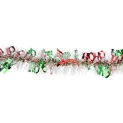 Northlight 50ft. White, Red & Green Christmas HO HO HO Wrapped Tinsel Garland -Northlight D676712S 3