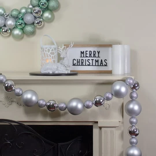Northlight 6ft. Shatterproof Ball 3-Finish Silver Splendor Christmas Garland 5 Northlight 6ft. Shatterproof Ball 3-Finish Silver Splendor Christmas Garland - Image 3