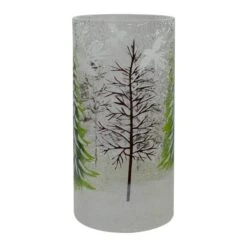 Northlight 8" Hand Painted Christmas Pine Trees Flameless Glass Candle Holder -Northlight D676736S 3