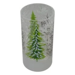 Northlight 8" Hand Painted Christmas Pine Trees Flameless Glass Candle Holder -Northlight D676736S 4